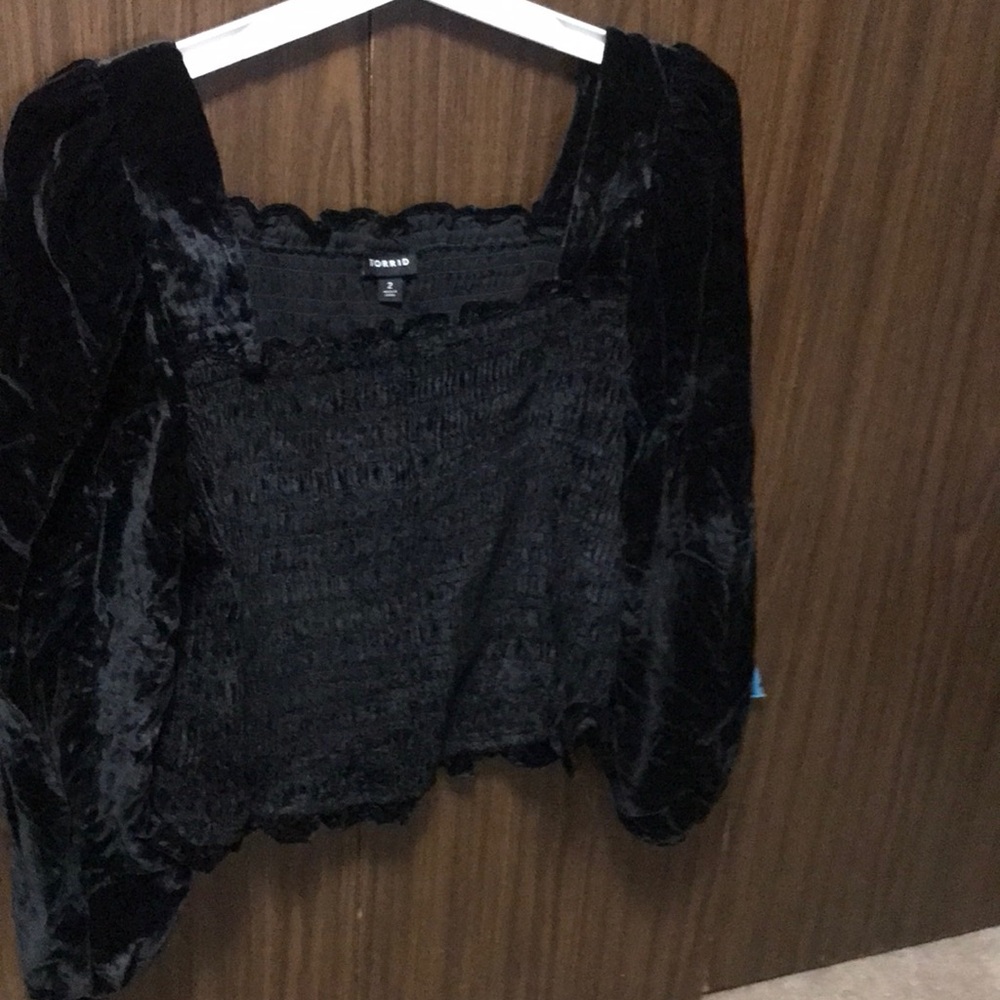 Velvet crop top black very soft worn once